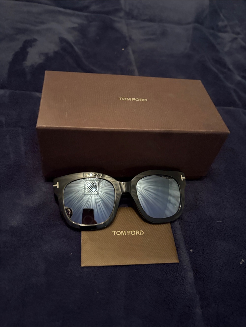 Tom Ford Beatrix Black Frame Sunglasses with Blue Lenses